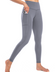 YR Leggings for Women, Yoga Pants with Deep Side Pockets, High Waisted, Grey